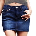 thumbnail image 1 of SKYLINEWEARS Women Denim Short Skirts Mid Waisted Washed Bodycon Mini A-Line Denim Jean Skirt, 1 of 6
