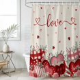thumbnail image 6 of Pink Valentines Day Shower Curtain Set - Small 36" x 72" Washable Bathtub Curtain with 12 Hooks, Love Heart Eucalyptus Botanical Rustic Waterproof Fabric Shower Curtains for Bathroom/Bathtub Décor, 6 of 6