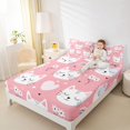thumbnail image 3 of Manfei Kawaii Pet Queen Sheets, Boho Spring Flower Queen Sheet Sets, Pink White, 4pcs, 1 Flat Sheet, 1 Fitted Sheet and 2 Pillowcases, 3 of 6