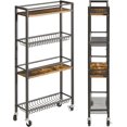 thumbnail image 1 of Carrito de cocina con ruedas, carrito de almacenamiento de 4 niveles con ruedas, para espacios estrechos, lavadero, comedor, baño, estantería de 32,7" de alto con cestas de malla, marrón rústico, 1 of 8