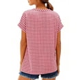 thumbnail image 3 of Pounoo Blouses for Women Dressy Casual Sleeveless V Neck Plaid Print Button Front Relaxed Fit Office Brunch Weekend Getaway Outfits Gift, 3 of 8