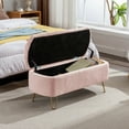 thumbnail image 6 of Othniel 39" Pink Boucle Storage Ottoman Bench Gold Legs Modern Footrest for Living Room Bedroom, 6 of 9