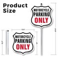 thumbnail image 2 of Motorcycle Parking Only 12 inch X 12 inch Shield Shaped Rust-Free Aluminum Metal Sign with Aluminum Mounting Stake Weather Resistant Made in the USA, 2 of 8