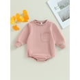 thumbnail image 2 of Fortune Unisex Baby Sweatshirt Rompers Infant Solid Color Long Sleeve Jumpsuit 0-2Y, 2 of 5