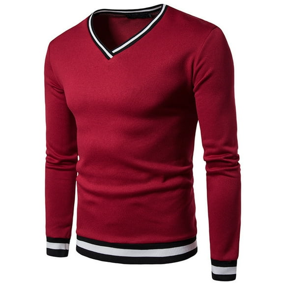 LUOGENLI Male T-shirts for Mens Men's V Neck Sweater Jumper Solid Sweater Jumper Top Mens T-shirts Graphic Tees Summer Clothes Mens T-shirts Graphic Tees St. Patrick's Day Red XXXL