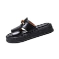 thumbnail image 3 of Women's Metal Buckle Platform Slide Sandals Wide Width Open Toe Summer Casual Slippers Soft Cushioned Thick Bottom Lightweight Height Increasing Outdoor Beach Slides, 3 of 10