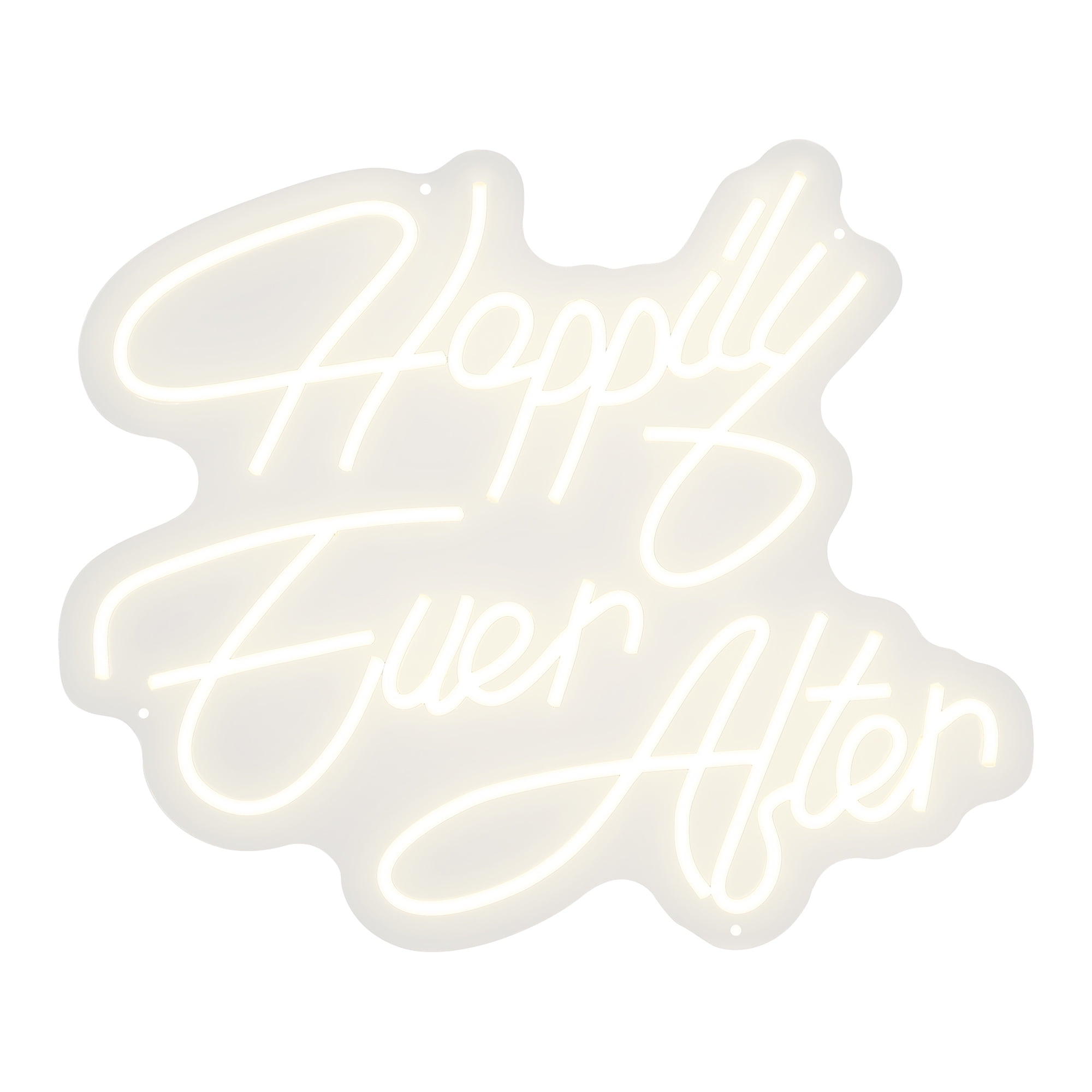 Xtreme Lit 19.35" x 17.76" 'Happily Ever After' White LED Neon Sign, Plastic, Corded Electric