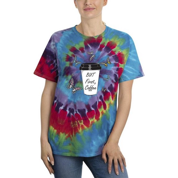 But First Coffee Butterflies Tie Dye Spiral Women -Image by Shutterstock, Female x-Large