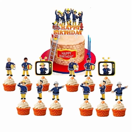 Fire Sam Cake Topper CupcakeS Set Birthday Party Supplies Decoration Decor Kit