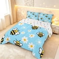 thumbnail image 2 of Erosebridal Bohemian Bug Bee King Size Comforter Sets,Retro Floral Comforters King Size,Blue White,Polkadot Reversible,3 Pieces,1 Comforter and 2 Pillowcases, 2 of 7