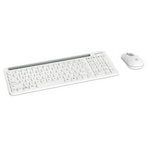 Manhattan Dual-Mode Wireless Keyboard and Mouse Combo Set, 2.4 Ghz and Bluetooth,  Ambidextrous Optical Mouse, White