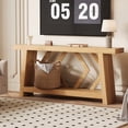 thumbnail image 1 of 70.9 Inch All-Wood Console Table, 2-Tier Extra Long Sofa Table Behind Couch, Trapezoid Narrow Entryway Table for Hallway Living Room Foyer, 3 Colors, 1 of 7
