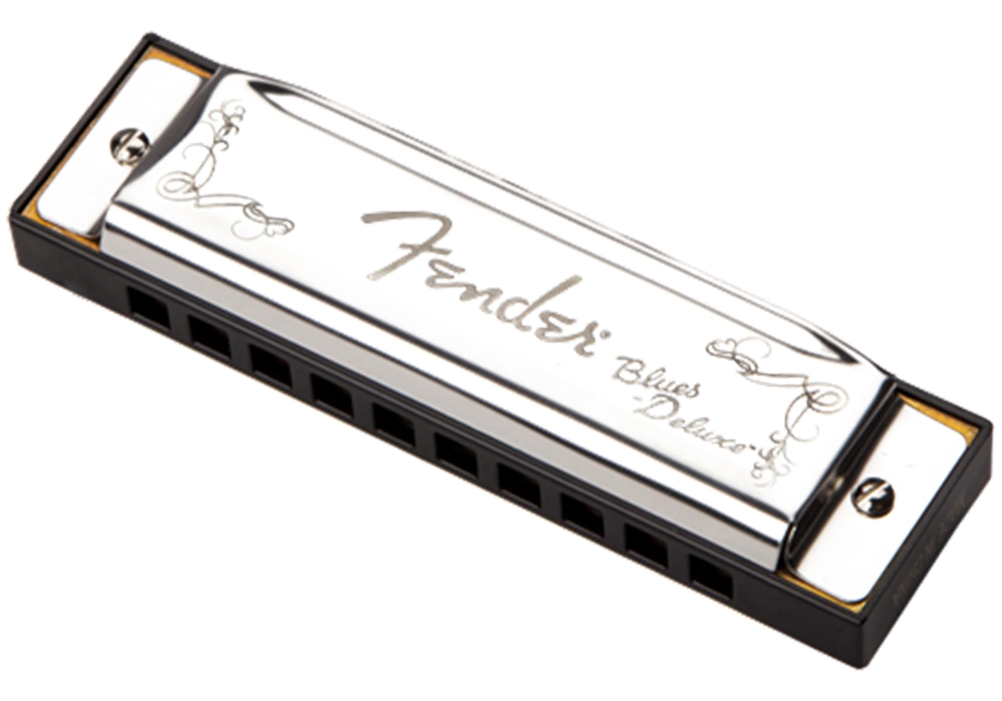 Fender Blues Deluxe Harmonica - Key of Bb Bundle with Carrying Case, Austin Bazaar Online Manual, and Polishing Cloth