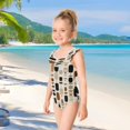 thumbnail image 5 of Girls Ruffle One Piece Swimsuit, Stretchy Fabric for Beach & Pool Activities Mid-century Modern Pattern, 5 of 8