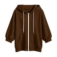 thumbnail image 6 of Women's Full Zip Hoodie Sweatshirt Casual Drawstring 3/4 Elastic Cuff Long Sleeve Hooded Sweatshirt with Kangaroo Pockets, 6 of 6