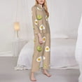 thumbnail image 4 of Kll Egg And Avocado Print Women'S Long Sleeve Pajamas With Pants Sleepwear Loungewear 2 Set-Small, 4 of 9