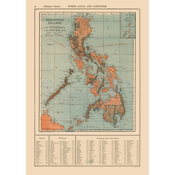 Historic Map - Philippine Islands - Reynold 1921 - 23 x 32.76 - Vintage Wall Art