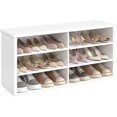 thumbnail image 1 of Banc à Chaussures VASAGLE, Banc de Rangement, 6 Compartiments, Tablettes Ajustables, pour Salon, Entrée, Dortoir, 29,5 x 100 x 50 cm, Blanc Nuage, 1 of 5