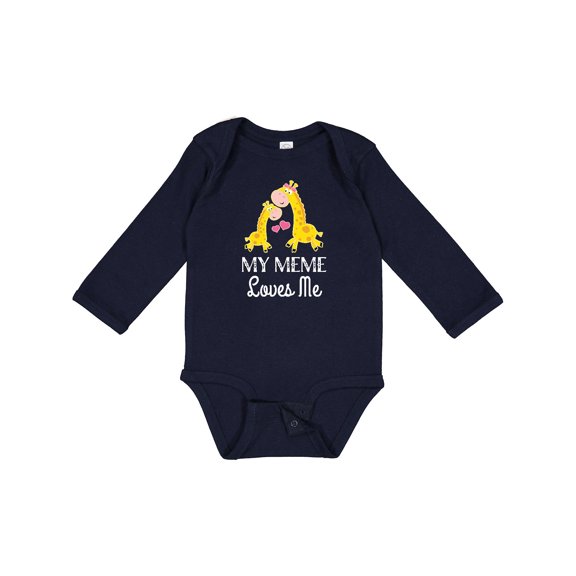 Inktastic My Meme Grandma Loves Me Giraffe Boys or Girls Long Sleeve Baby Bodysuit