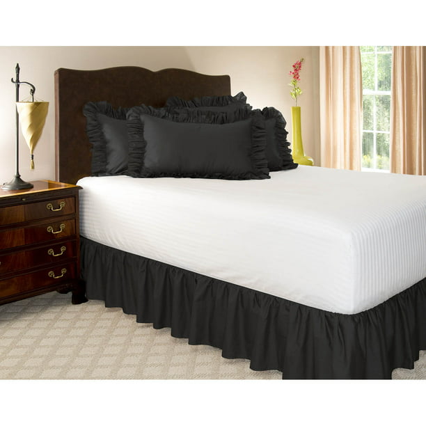 ruffled bed skirt queen black 21 inch drop bedskirt with platform 