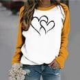 thumbnail image 2 of UAMVSH Women Casual Long Sleeve Sweatshirts Cute Valentine's Day Heart Graphic Pullover Tops Fashionable Color Block Fall Outfits(X-Large,Yellow), 2 of 5