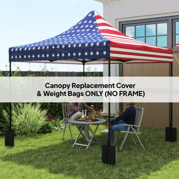Outsunny 10' x 10' Canopy Cover with Weight Bags, UPF50 Pop Up Canopy Replacement Top, American Flag