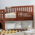 thumbnail image 3 of Twin Size Platform Bed for Kids, Wood Bed Frame with Guardrails and Two Storage Drawers, Twin Storage Bed Frame for Bedroom, Guest Room, Walnut, 3 of 9