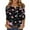Black, variant on Women's Fashion Casual Retro Floral Print V-Neck Button Down Three-Quarter Sleeve T-Shirt Top, Chic Blouse for Women,Royal Blue,XL