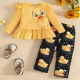 thumbnail image 2 of Gubotare Girls' Clothing Sets Toddler Baby Girl Clothes Fall Winter Outfits Sweatshirt Bottom Jeans Pants for Girls Size 6 9 Months (Yellow,6-9 Months), 2 of 7