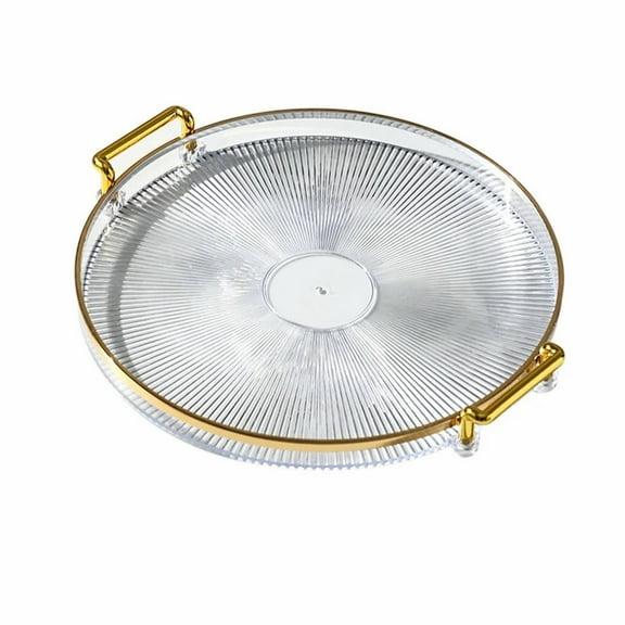 Colanlan Clearance! 1 Round Serving Tray Round Serving Tray Plastic Tray with Handles Decorative Platter for Coffee Table Breakfast Drinks Snack Fruit Gold
