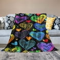 thumbnail image 2 of Orinice Hearts Rainbow Art & Language Warm Lightweight Blanket Soft Fleece Throw Blanket for All Seasons - Cow Gifts Blanket, Living Room Sofa Decor - Multiple Sizes Available 60x80in, 2 of 6