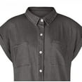 thumbnail image 4 of Pisexur Denim Robe Chemise en pour Femmes Longueur Genou Manches Courtes Robe en Jean Boutonnée Tunique Décontractée avec Poches, 4 of 6
