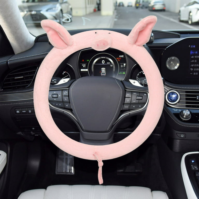 Visland Cute Cartoon Pig Steering Wheel Covers, Anti Slip Plush