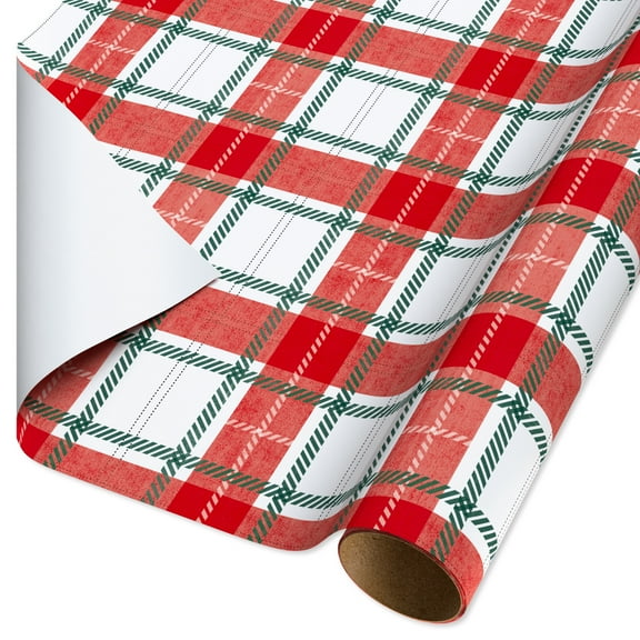 American Greetings 40 Sq. ft. Christmas Roll Wrap for Gifts, Classic Plaid Design (1-Roll, 30 in. x 192 in.)