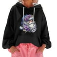 thumbnail image 2 of Women's Christmas Print Loose Casual Long Sleeve Hooded Sweatshirt, Festive Fall Winter Wear with Comfortable Fit and Holiday Design for Seasonal Activities,Black,L, 2 of 7