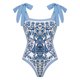 thumbnail image 5 of Trajes de Baño de Bikini de Mujer, Traje de Baño de Impresión Retro Conjunto de Traje de Baño de Humo, Moda Sexy de una Pieza, 5 of 9