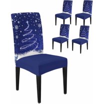 Chair Covers for Dining Room Set of 6,Merry Christmas Tree Snowflakes Red Stretch Seat Protector Removable Washable Chairs Slipcovers for Kitchen Banquet Wedding Hotel,Xmas Trees Bell