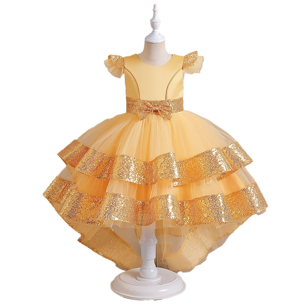 Godderr Girls Sequins Princess Dress Wedding Birthday Party Long Tail Prom  Gowns Banquet Performance Pageant Dresses for 4-12 Years Old Toddler Kids  Baby - Walmart.com
