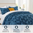 thumbnail image 3 of Moonlight20015 3-Piece Floral Velvet Quilt Set, Ultrasonic Embossed Bedspread, Soft Lightweight Bedding Set, Queen, Navy, 3 of 8