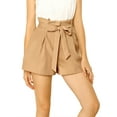 thumbnail image 1 of Unique Bargains Short Élégant pour Femme à Taille Haute avec Cordon, Style Paper Bag, Brun, TG, 1 of 7