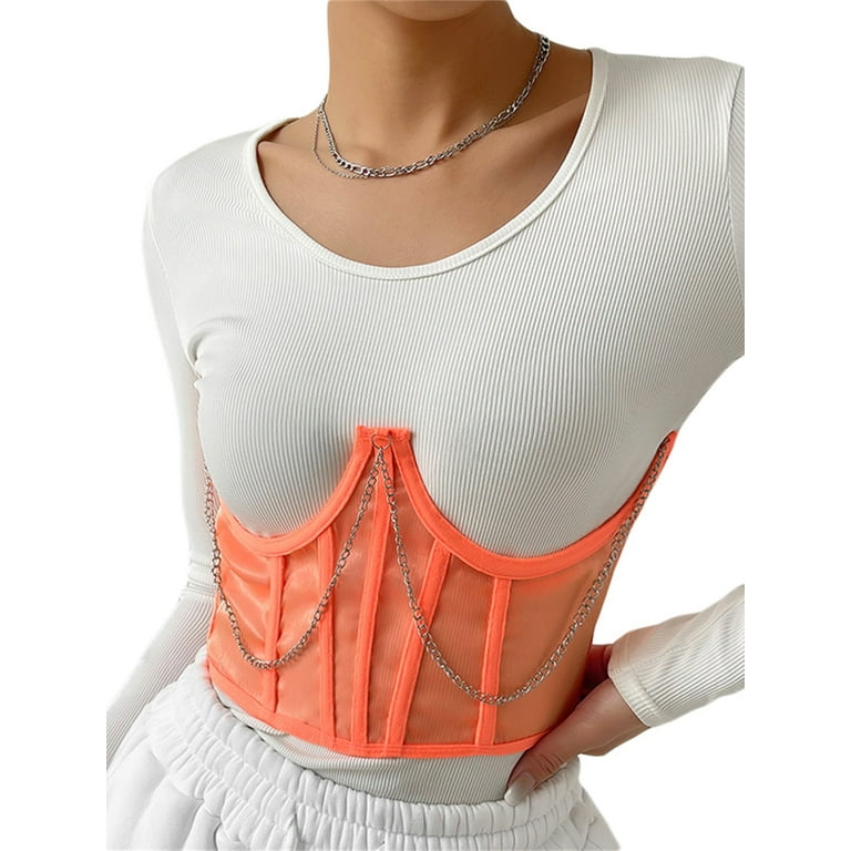 Women Corset, See-through Breast Shaping Lacing Chained Slim Fit Tops
