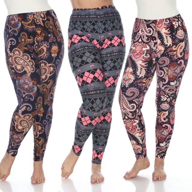 White Mark Lot de 3 Leggings Grande Taille pour Femmes