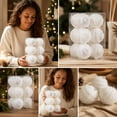 thumbnail image 7 of 12 Pack Christmas Pearl Ball Ornaments - 2.36" White Glittered Baubles for Tree Holiday Party Decor, 7 of 7