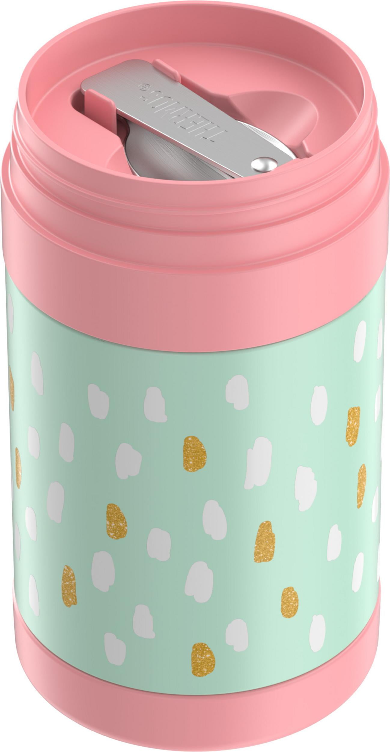SLHKPNS Cute Kawaii Ghosts Thermos for Hot Food 17OZ Insulated Thermos Food  Jar with Folding Spoon/Handle Pink Hallooween Soup Thermos Food Storage