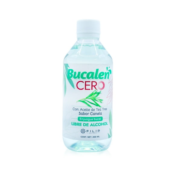 FILIP NATURAL, Bucalen Zero Enjuague Bucal Sin Alcohol Con Aceite De Tea Tree, Auxiliar En Mal Aliento, Aftas y Heridas Bucales, Previene La Inflamación, 250ml.
