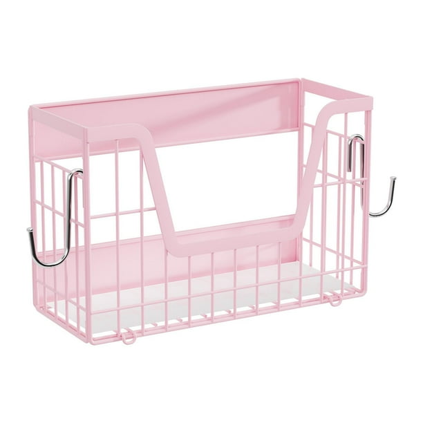 Estante lateral para refrigerador, plegable, multiusos, organizador móvil, cesta magnética Rosa