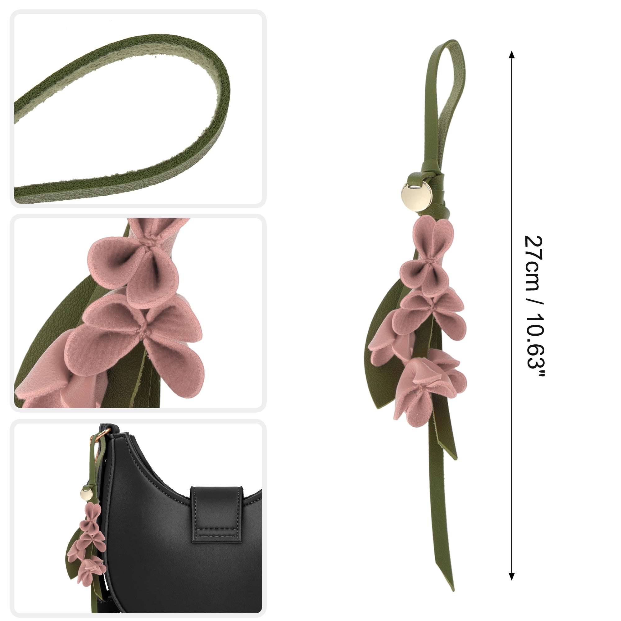 Unique Bargains PU Leather Flower Handbag Charm 1 Piece for Bags Light Pink