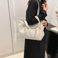 thumbnail image 5 of HUISZJ Corduroy Shoulder Bag, Large Capacity Tote Bag, Versatile Tote Handbag for Travel Commute Work (White), 5 of 7