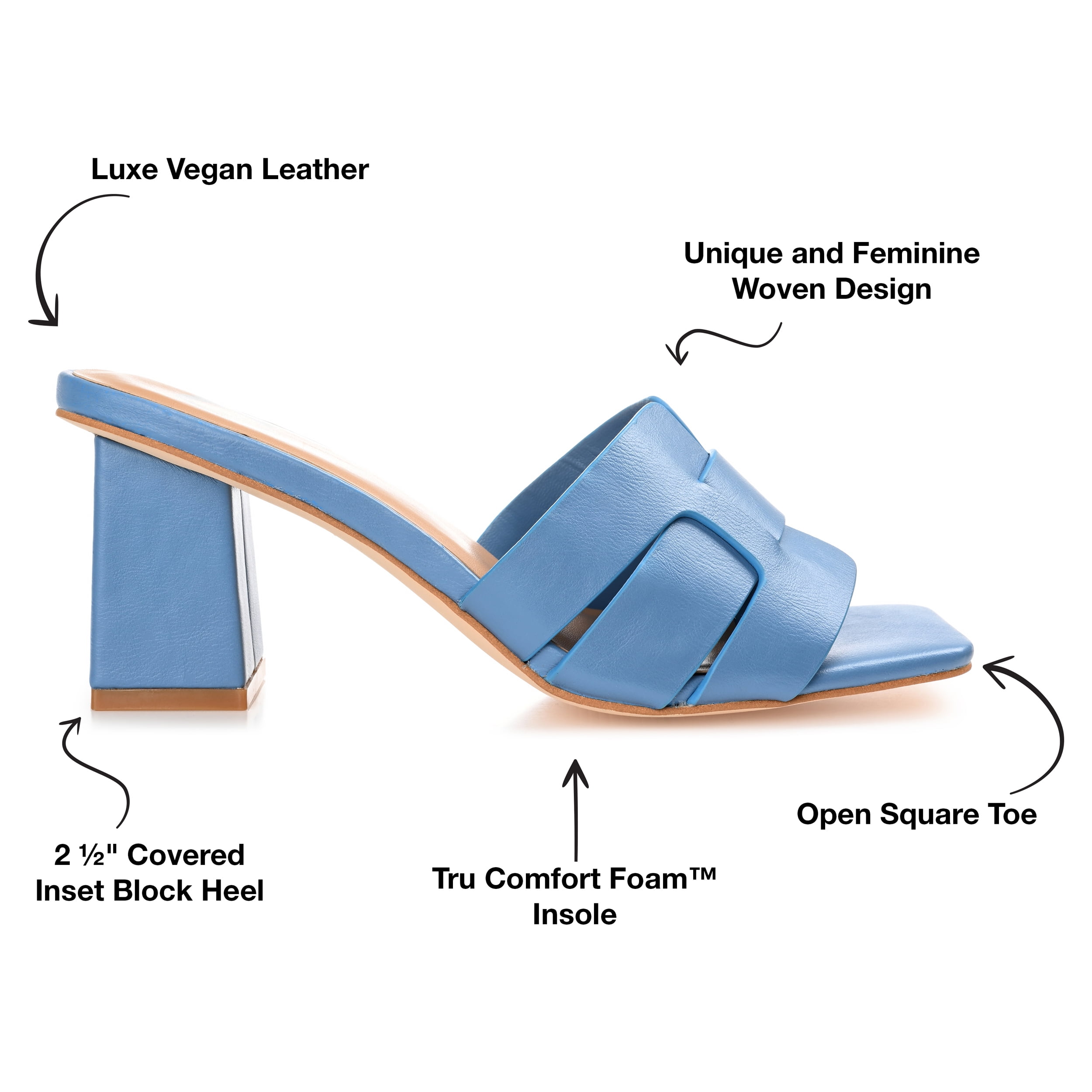 Journee Womens Renatta Open Square Toe Block Heel Dress Sandals