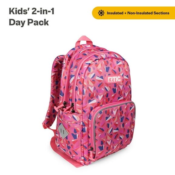 RTIC Kids' 2-in-1 Day Pack, Hybrid Backpack, Insulated Cooler Compartment, Sweet Hearts